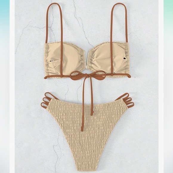 FUKKER Woman Sexy Bikini 2 Piece Smocked Cutout Bikini Set - Picture 2 of 5